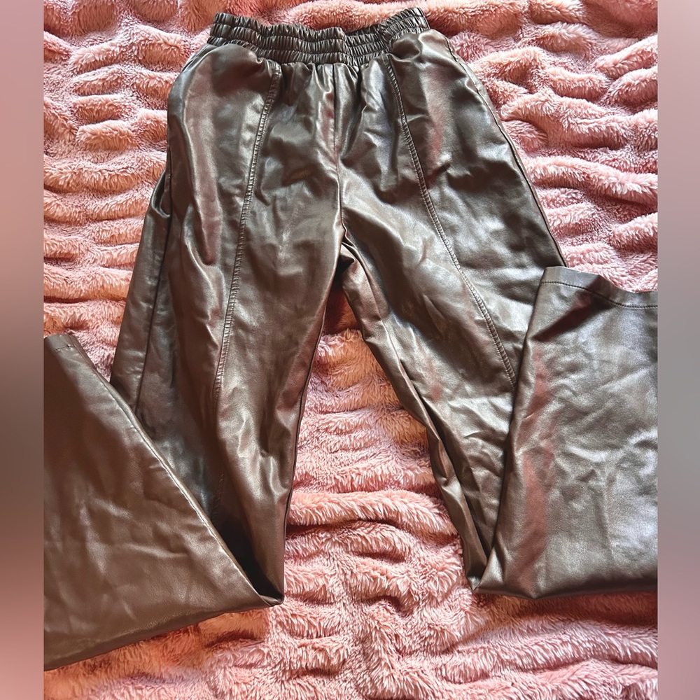 Forever 21 wide leg faux leather pants